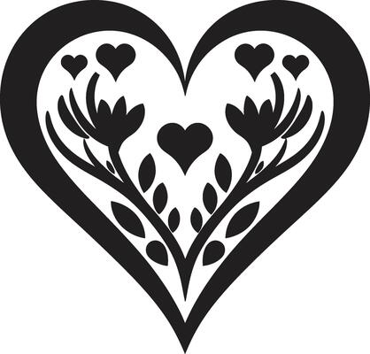 Graceful Abstract Heart Intriguing Graphic with Black Color Scheme Chic Decorative Minimalistic Black Graphic with Abstract Elements