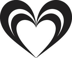 Black Symphony Abstract Decorative Heart Shape Ink Noir Elegance Intricate Graphics of Black Heart vector
