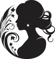 Mystic Muse Stylish Abstract Woman Face Graphic Midnight Noir Profile Refined Graphics of Black Woman Face vector