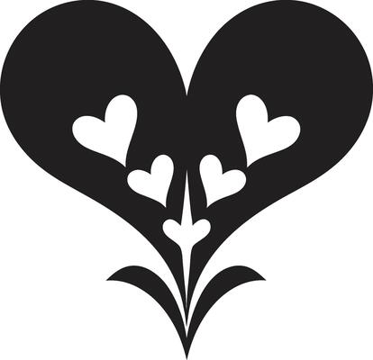 Chic Decorative Intricate Black Graphic with Decorative Accents Minimalist Heart Stylish Black Graphic with Abstract Elements