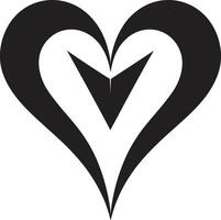 Sleek Heart Graceful Black Graphic with Abstract Flourishes Graceful Abstract Heart Modern Black Graphic with Decorative Accents vector