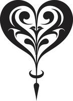 Intricate Heart Silhouette Graceful Black Graphic with Abstract Elements Stylish Minimalist Heart Elegant Black Graphic with Decorative Flourishes vector