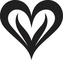 Intricate Heart Silhouette Contemporary Black Graphic with Abstract Elements Stylish Minimalist Heart Minimalistic Black Graphic with Decorative Flourishes vector
