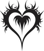 Elegant Black Heart Stylish Black Graphic with Decorative Elements Intricate Heart Silhouette Sleek Black Graphic with Abstract Features vector