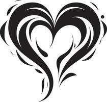 Chic Decorative Intriguing Black Graphic with Decorative Elements Minimalist Heart Elegant Black Graphic with Abstract Elements vector