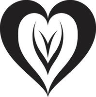 Stylish Minimalist Heart Intriguing Black Graphic with Decorative Elements Sleek Heart Graceful Black Graphic with Abstract Flourishes vector