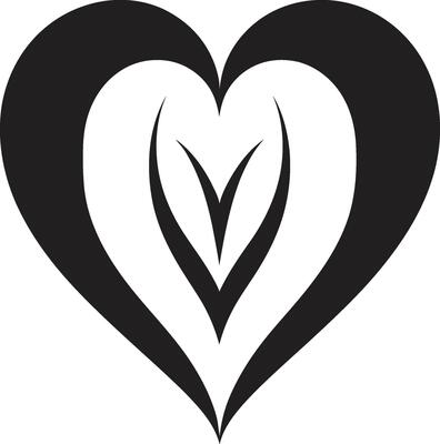 Stylish Minimalist Heart Intriguing Black Graphic with Decorative Elements Sleek Heart Graceful Black Graphic with Abstract Flourishes