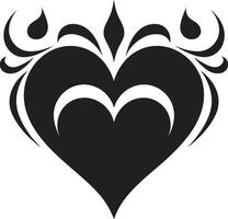 Graceful Abstract Heart Modern Black Graphic with Abstract Accents Chic Decorative Elegant Black Graphic with Decorative Elements vector
