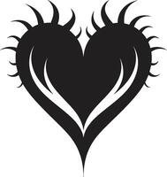 Stylish Minimalist Heart Contemporary Black Graphic with Abstract Elements Sleek Heart Sophisticated Black Graphic with Decorative Accents vector