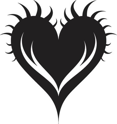 Stylish Minimalist Heart Contemporary Black Graphic with Abstract Elements Sleek Heart Sophisticated Black Graphic with Decorative Accents