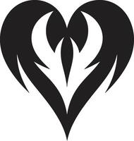 Sleek Heart Intriguing Black Graphic with Abstract Accents Graceful Abstract Heart Modern Black Graphic with Decorative Elements vector