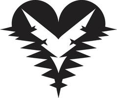 Intricate Heart Silhouette Sleek Black Graphic with Decorative Accents Stylish Minimalist Heart Intriguing Black Graphic with Abstract Elements vector