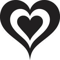 Stylish Minimalist Heart Minimalistic Black Graphic with Abstract Flourishes Sleek Heart Sophisticated Black Graphic with Decorative Accents vector