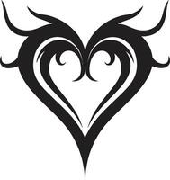 Dark Harmony Elegant Abstract Black Heart Noir Nectar Refined Graphics of Black Heart Element vector