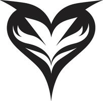 Elegant Black Heart Refined Black Graphic with Abstract Elements Intricate Heart Silhouette Stylish Black Graphic with Decorative Touches vector