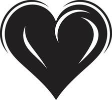 Sleek Heart Elegant Black Decorative Element Graceful Abstract Heart Modern Symbol in Black vector