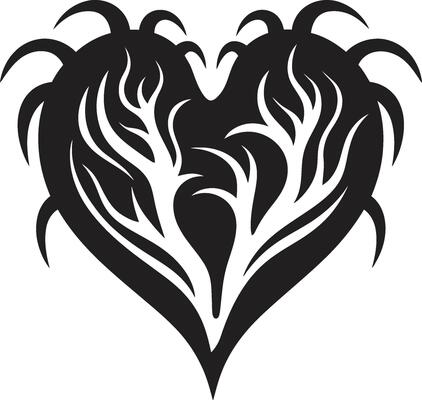 Intricate Heart Silhouette Sleek Black Abstract Stylish Minimalist Heart Graceful Decorative Symbol