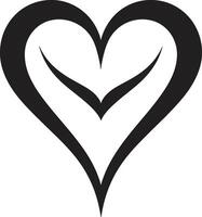 Sleek Heart Chic Abstract Black Symbol Graceful Abstract Heart Modern Black Emblem vector