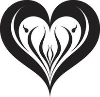 Graceful Abstract Heart Sophisticated Element Chic Decorative Intriguing Black Graphic Heart vector