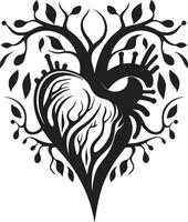 Ink Noir Overture Intriguing Black Heart Shape Graphic Sable Serenade Elegant Abstract Black Heart vector