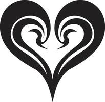 Noir Nectar Sleek Abstract Black Heart Ink Noir Overture Intriguing Black Heart Shape Graphic vector