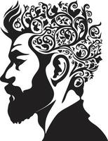 Sleek Shadow Profile Refined Abstract Man Face Dark Reflections Intriguing Abstract Man Face Symbol vector