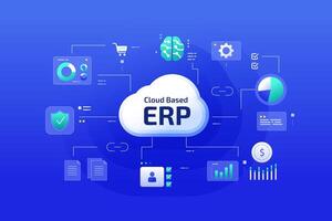 Cloud based ERP system illustration vector