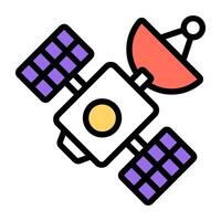 A flat design icon of satellite dish vector