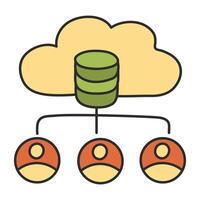 A flat design icon of data flow chart vector