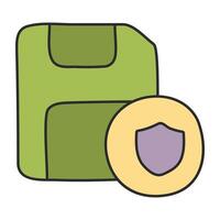 A flat design icon of secure floppy disk vector