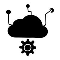 A flat design icon of cloud setting vector