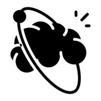 A glyph design icon of brain vector