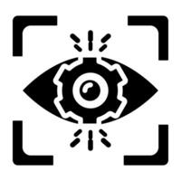 A glyph design icon of iris recognition vector