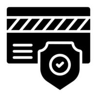 Card with shield, icon of secure card payment vector