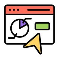 A colored design icon of online graph vector