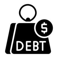 A solid icon design of debt vector