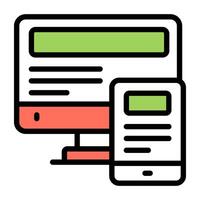 A flat design icon of responsive design vector