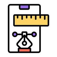 Pen with nodes, bezier tool icon vector