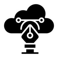 Pen with nodes, bezier tool icon vector