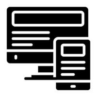 A solid design icon of responsive design vector