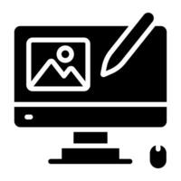 Conception solid design icon of online designing vector