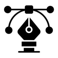 Pen with nodes, bezier tool icon vector