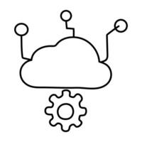 A flat design icon of cloud setting vector