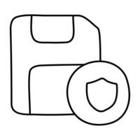A flat design icon of secure floppy disk vector