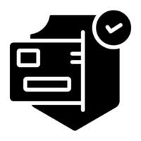 A solid design icon of ATM withdrawal vector