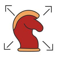 Strategy game icon, flat design of chess knight vector