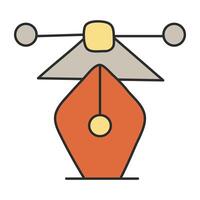 Pen with nodes on web page, bezier tool icon vector