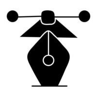 Pen with nodes on web page, bezier tool icon vector