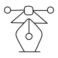 Pen with nodes on web page, bezier tool icon vector