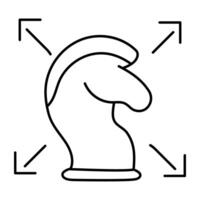 Strategy game icon, flat design of chess knight vector